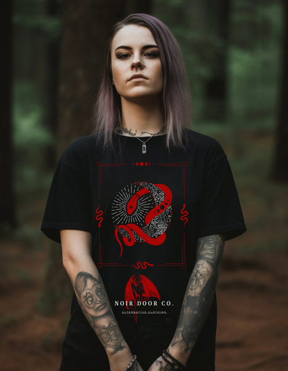 Mystical Snake Moon T-Shirt: Occult Graphic Tee, USA Made