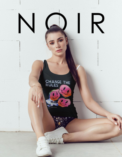 Vaporwave Smiley Face Tank Top: Change the Rules Graphic Tee