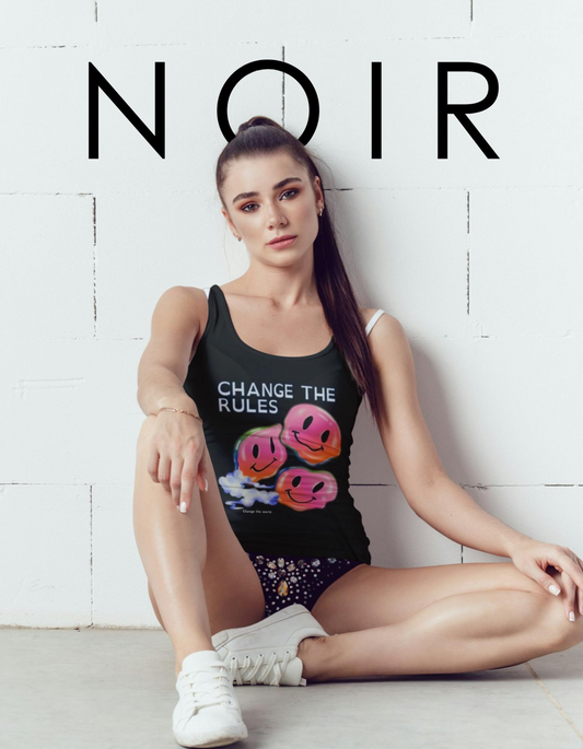 Vaporwave Smiley Face Tank Top: Change the Rules Graphic Tee