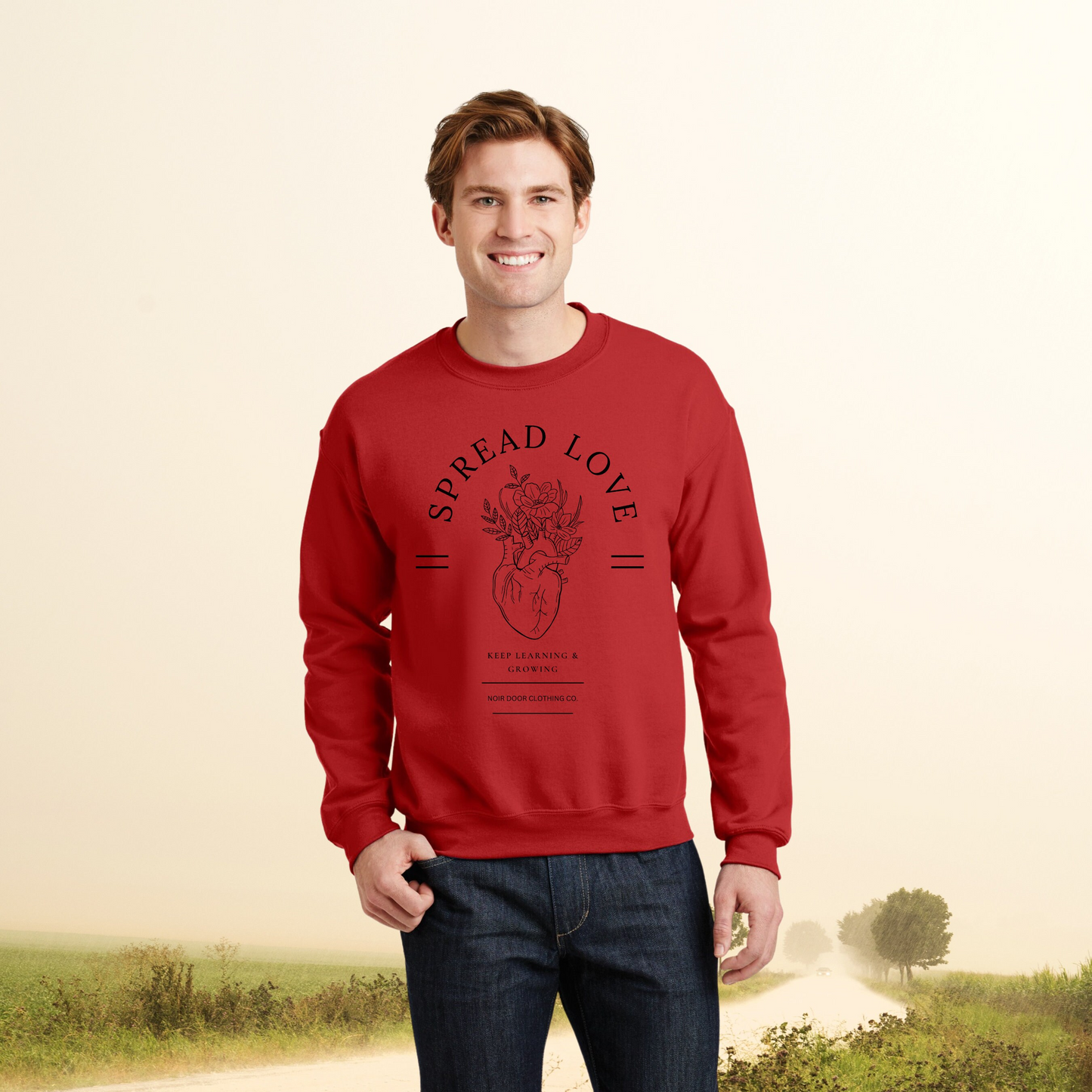 Floral Heart 'Spread Love' Pullover - Mental Health Awareness