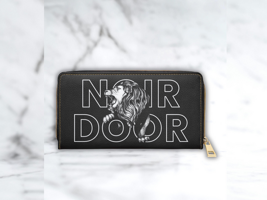 Lion Design Zip Around Wallet: Gothic Faux Leather Clutch