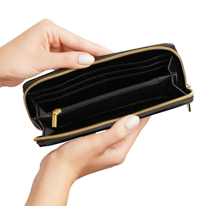 Lion Design Zip Around Wallet: Gothic Faux Leather Clutch