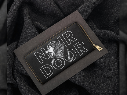Lion Design Zip Around Wallet: Gothic Faux Leather Clutch