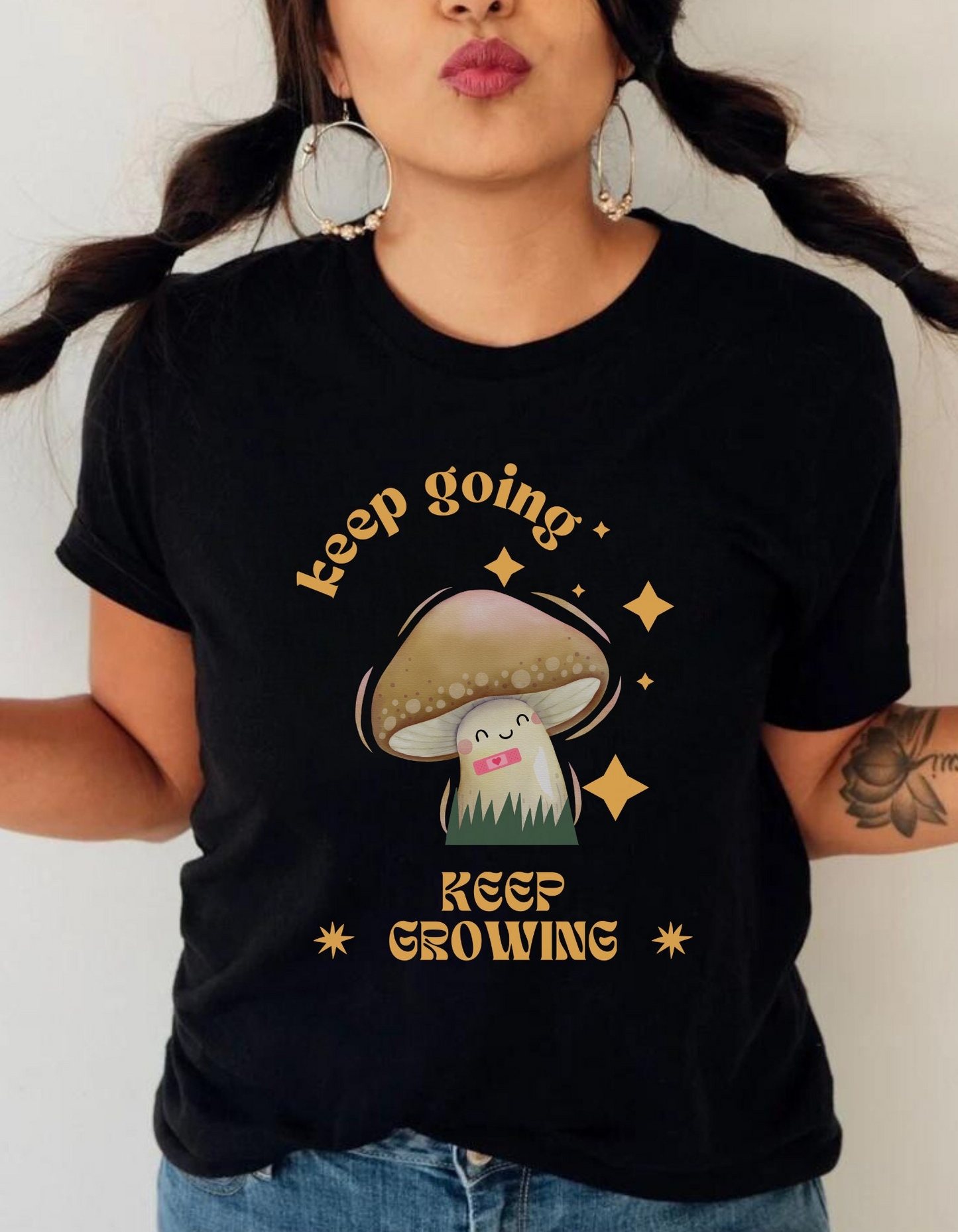 Keep Growing Mushroom T-Shirt: Mental Health, Positivity Tee