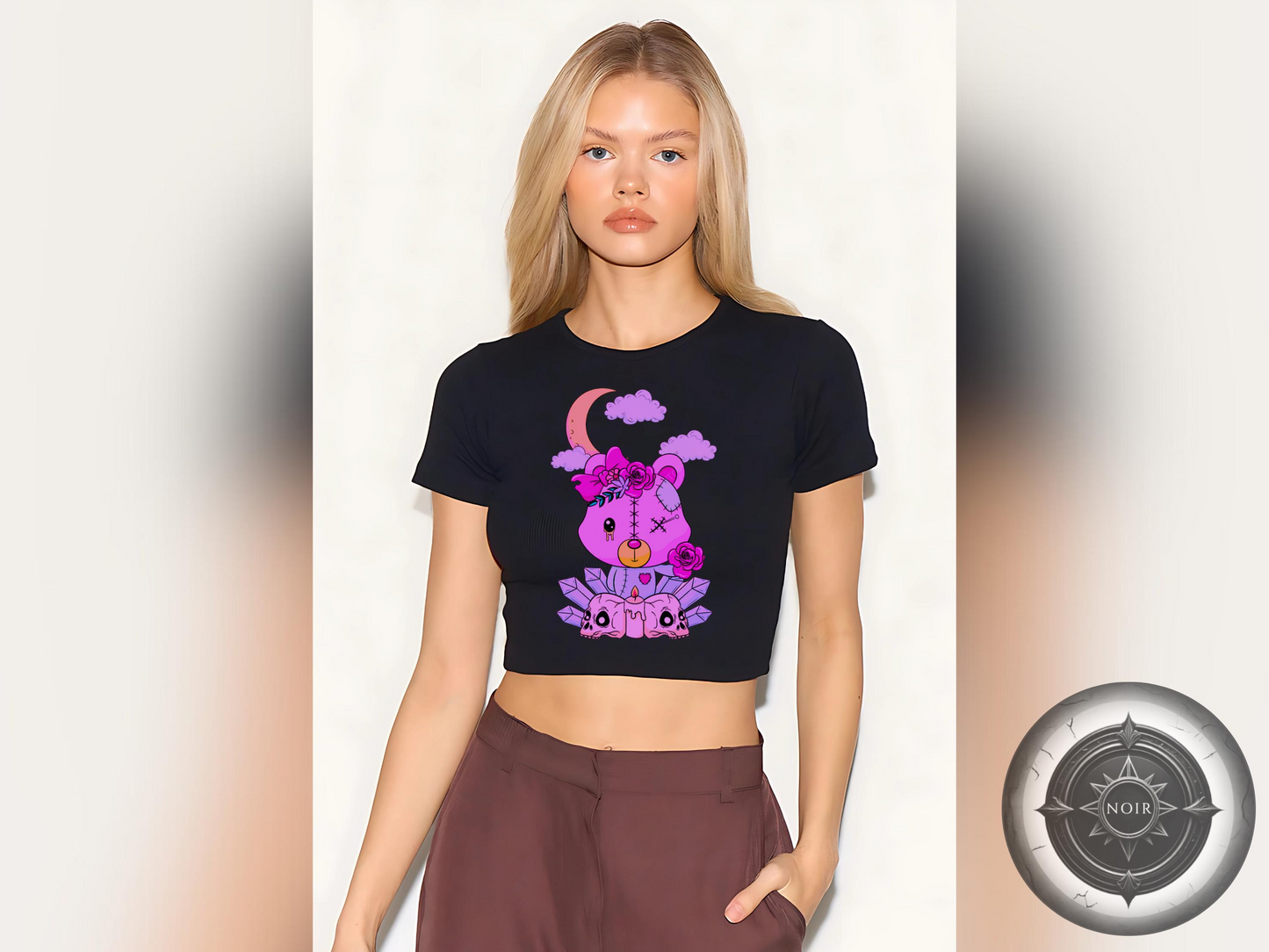 Whimsigoth Crop Tee: Pastel Goth Streetwear, Witchy Mystical Design
