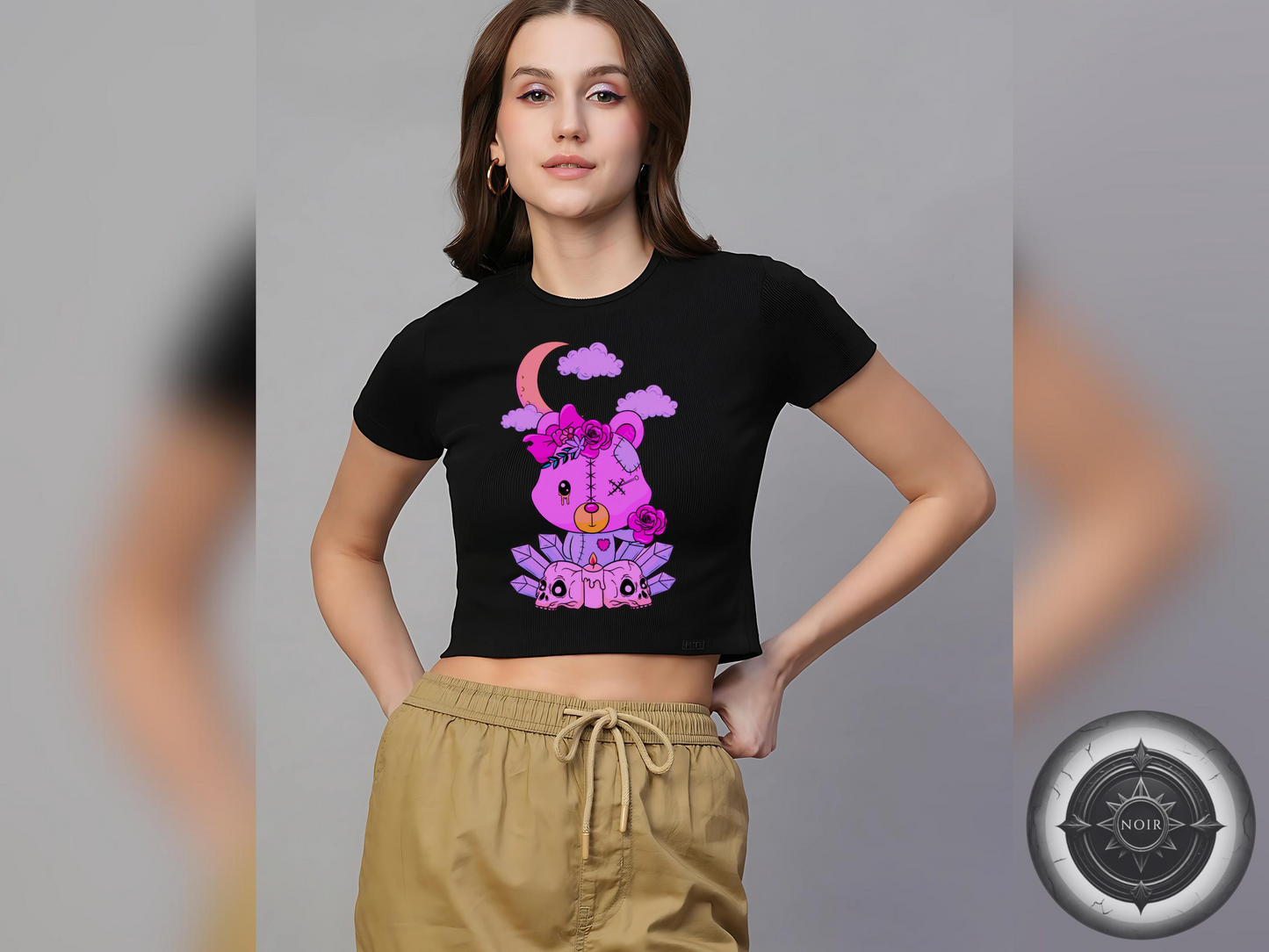 Whimsigoth Crop Tee: Pastel Goth Streetwear, Witchy Mystical Design
