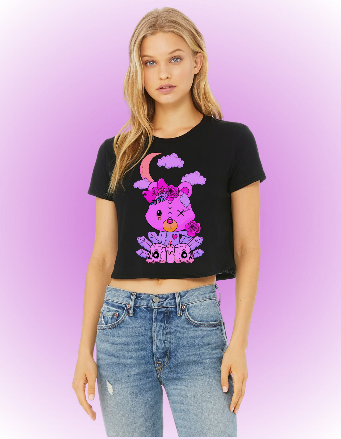 Whimsigoth Crop Tee: Pastel Goth Streetwear, Witchy Mystical Design
