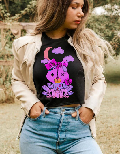 Whimsigoth Crop Tee: Pastel Goth Streetwear, Witchy Mystical Design