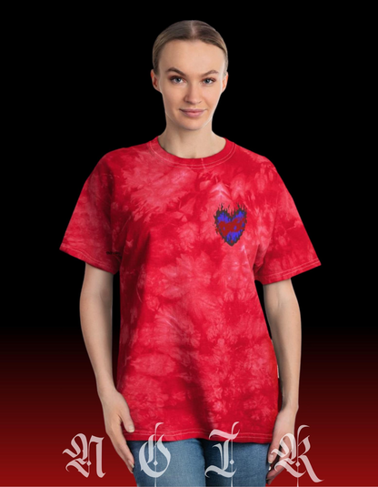 Red Heart Tie-Dye Shirt, Deep Blue Aesthetic, 90's Streetwear, Pastel Goth Clothing, Cool Alt Tee, Retro Grunge Style, Punk T-Shirt, Comfy