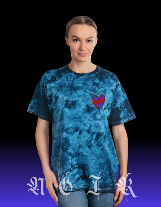 Red Heart Tie-Dye Shirt, Deep Blue Aesthetic, 90's Streetwear, Pastel Goth Clothing, Cool Alt Tee, Retro Grunge Style, Punk T-Shirt, Comfy