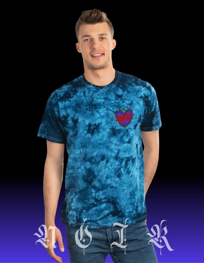 Red Heart Tie-Dye Shirt, Deep Blue Aesthetic, 90's Streetwear, Pastel Goth Clothing, Cool Alt Tee, Retro Grunge Style, Punk T-Shirt, Comfy
