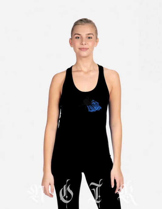 Gothic Floral Tank Top: Blue Rose Spider Graphic, Alt Clothing