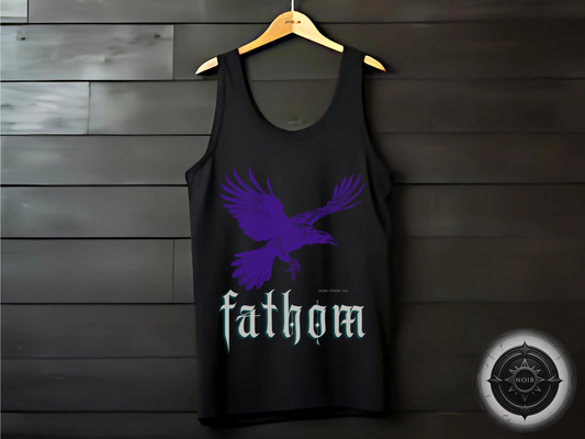 Gothic Raven Graphic Tank Top: Violet Fathom, Dark Academia
