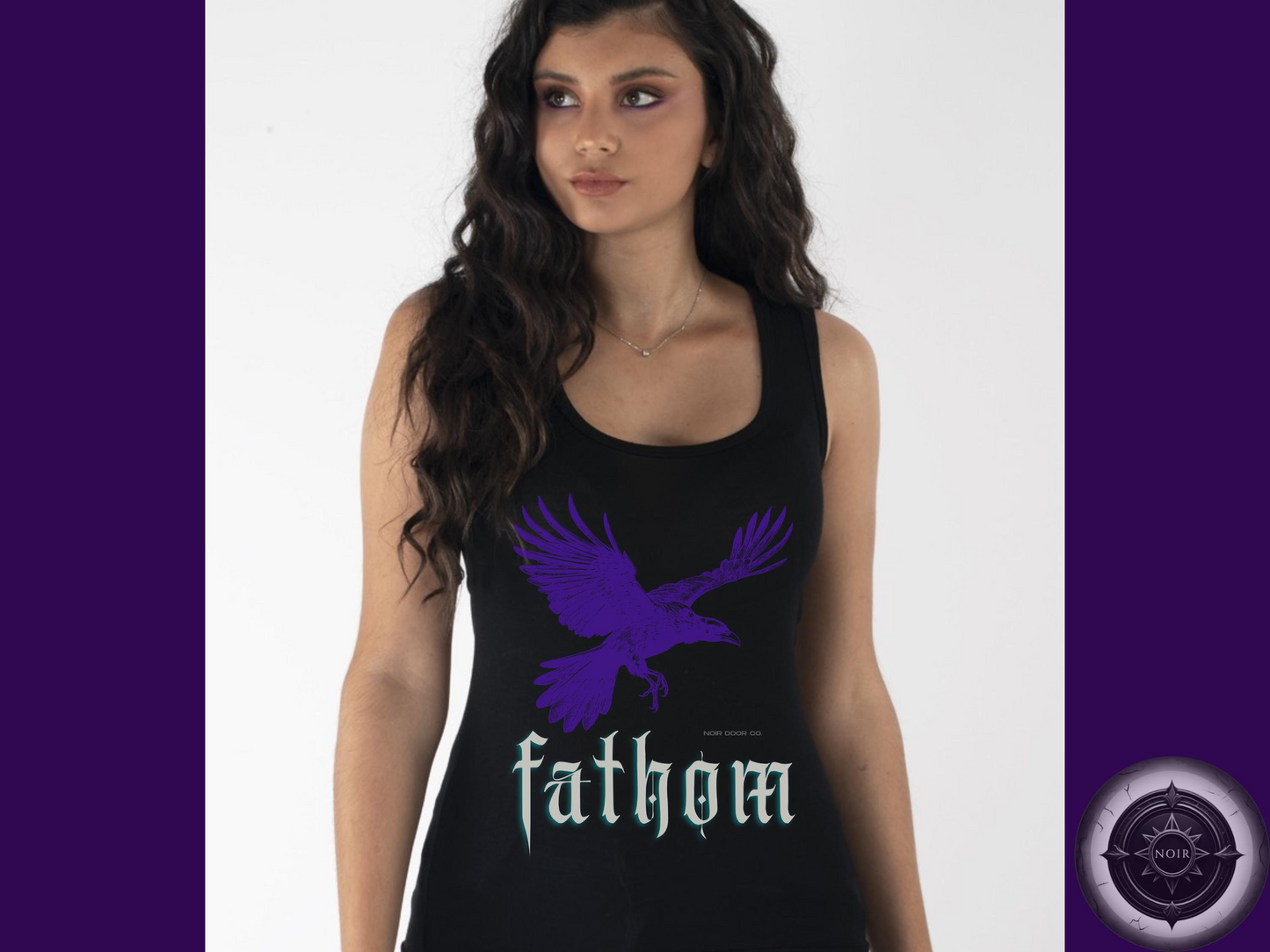 Gothic Raven Graphic Tank Top: Violet Fathom, Dark Academia