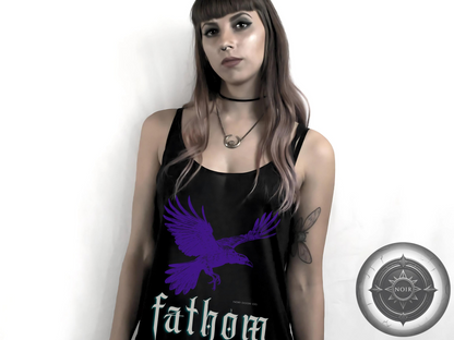 Gothic Raven Graphic Tank Top: Violet Fathom, Dark Academia