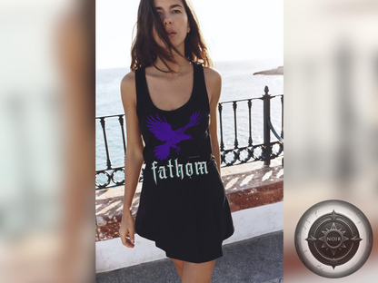 Gothic Raven Graphic Tank Top: Violet Fathom, Dark Academia