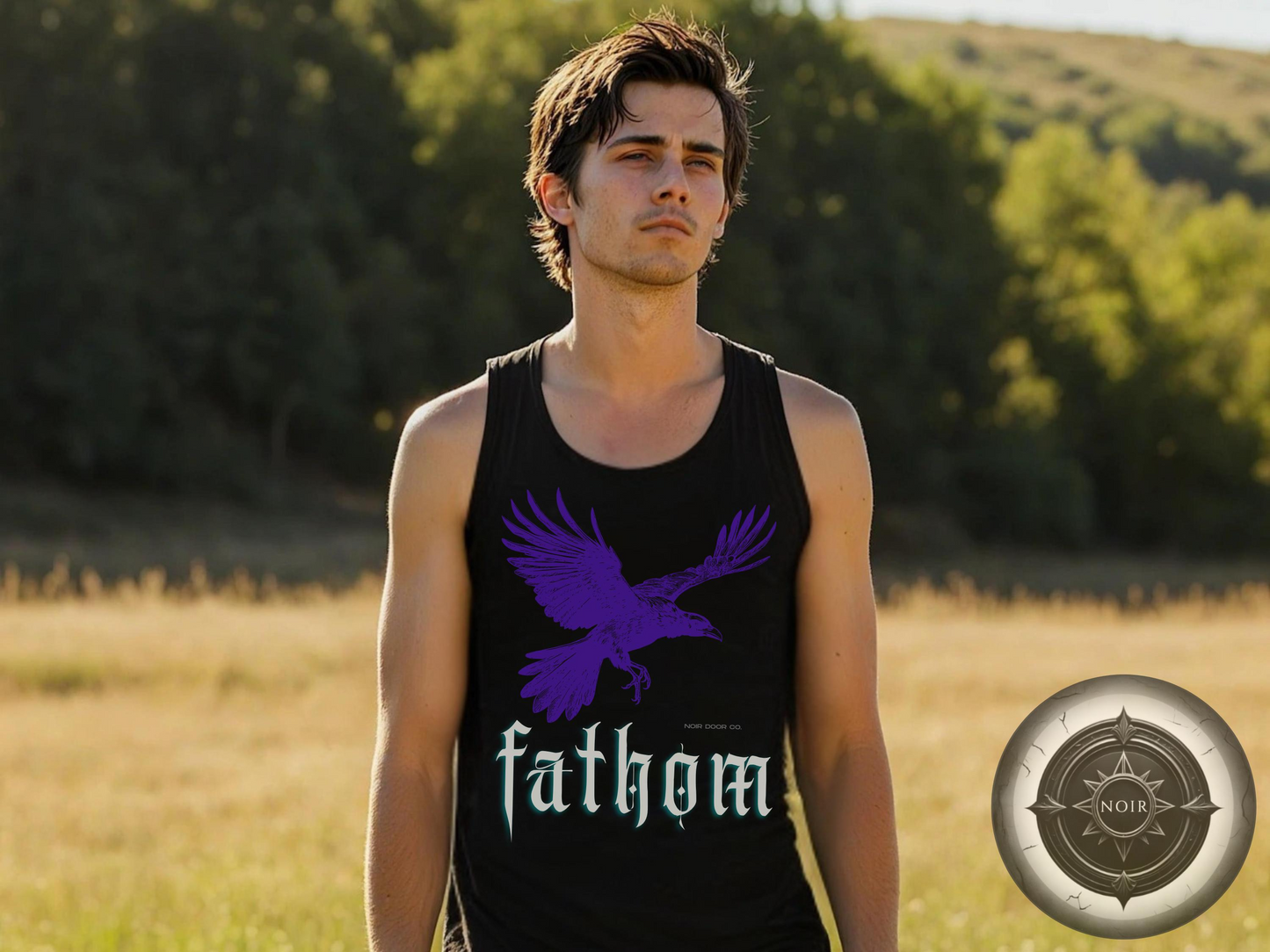 Gothic Raven Graphic Tank Top: Violet Fathom, Dark Academia
