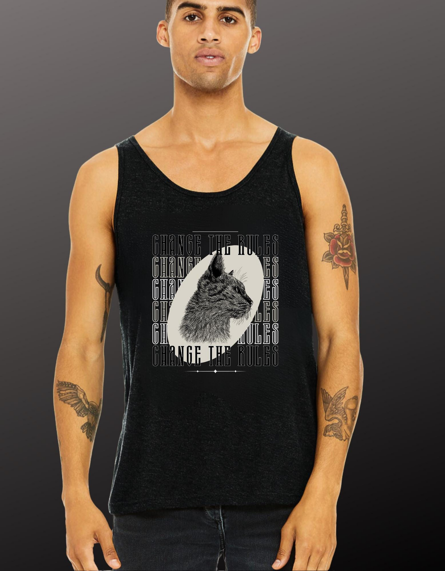 Occult Cat Graphic Tank Top: Goth Streetwear, Mental Health Attire