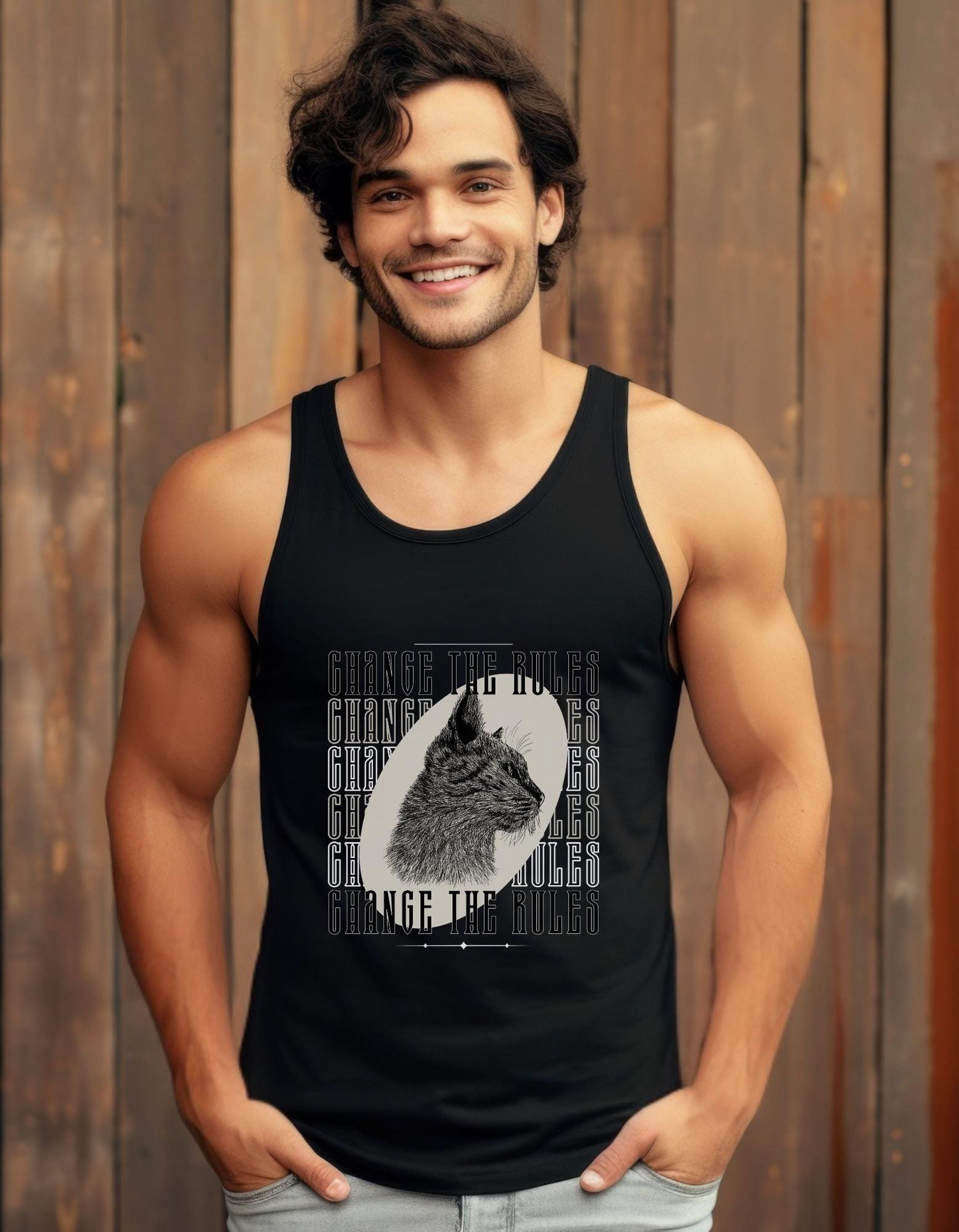 Occult Cat Graphic Tank Top: Goth Streetwear, Mental Health Attire