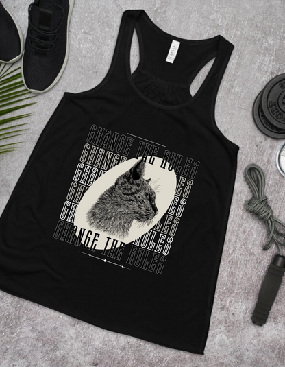 Occult Cat Graphic Tank Top: Goth Streetwear, Mental Health Attire