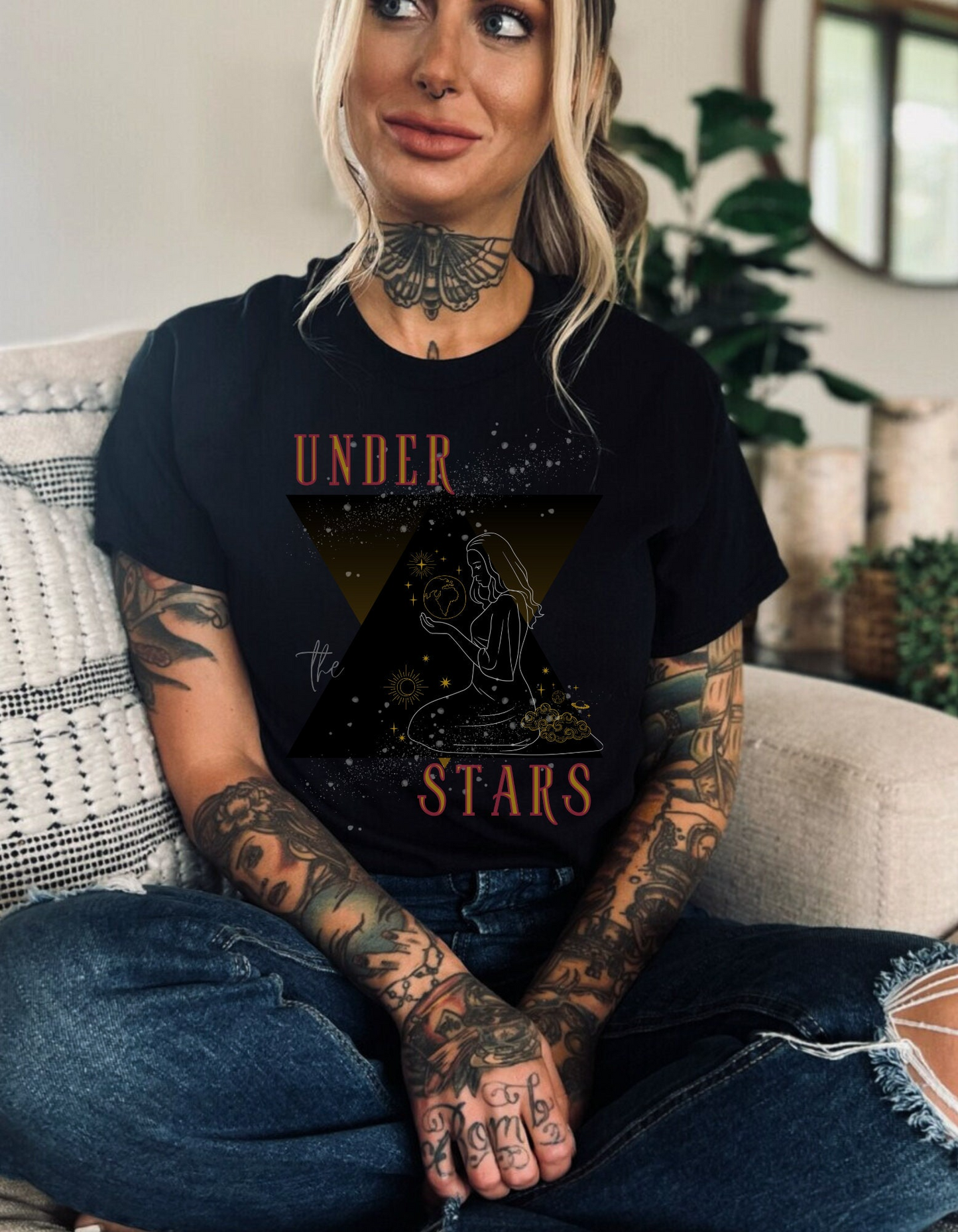 Cosmic Goddess T-Shirt: Celestial Witch, Astrology Lover, Boho Fashion
