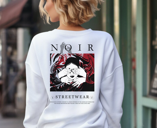 Surrealism Hoodie: Anxiety Girl Graphic, Gothic Oversized Sweatshirt