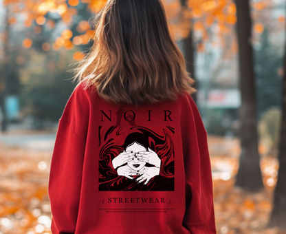 Surrealism Hoodie: Anxiety Girl Graphic, Gothic Oversized Sweatshirt