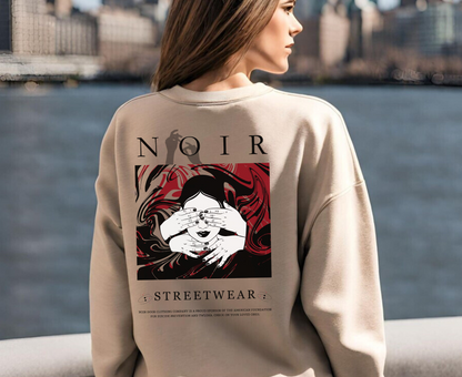 Surrealism Hoodie: Anxiety Girl Graphic, Gothic Oversized Sweatshirt