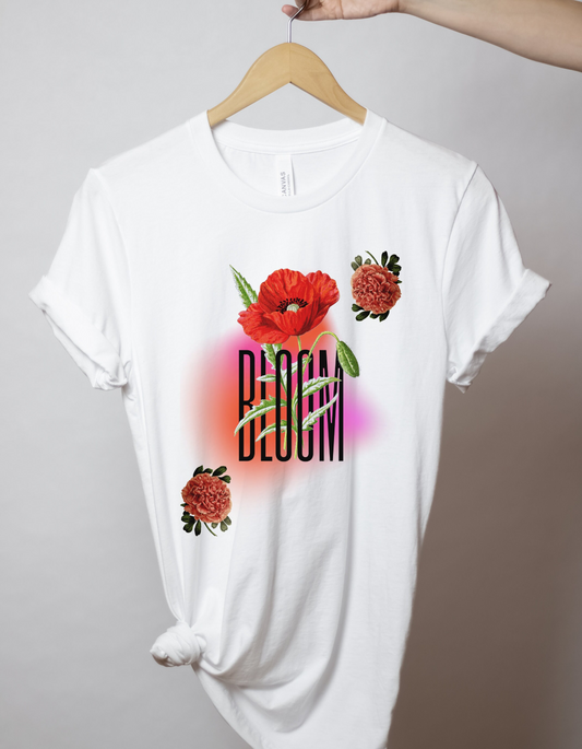 Floral Bloom Graphic Tee: Vibrant Botanical Rose Shirt