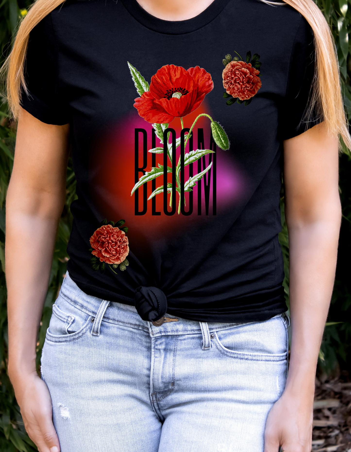 Floral Bloom Graphic Tee: Vibrant Botanical Rose Shirt
