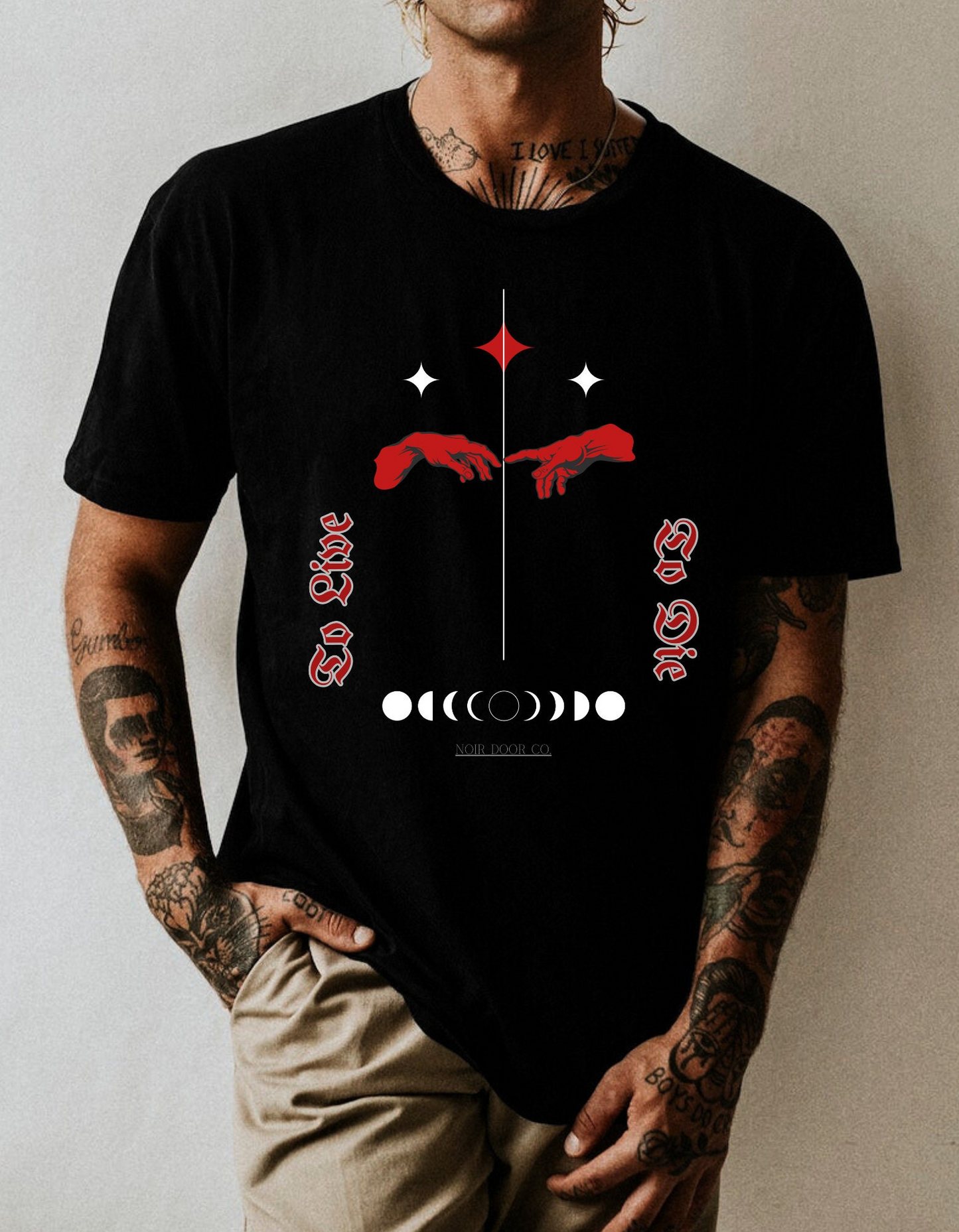 Gothic Moon Phases T-Shirt: Celestial Hands Graphic, USA Made