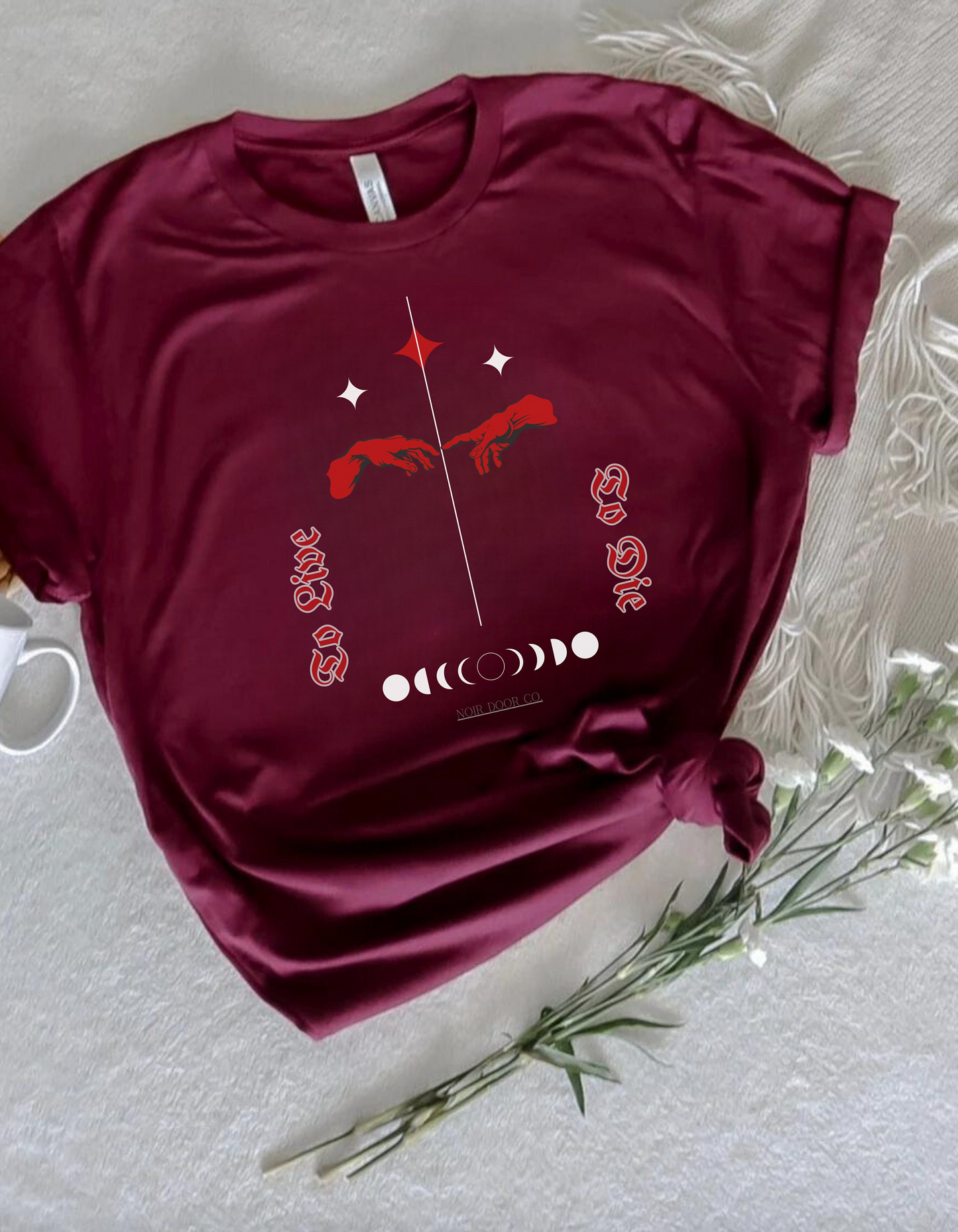 Gothic Moon Phases T-Shirt: Celestial Hands Graphic, USA Made