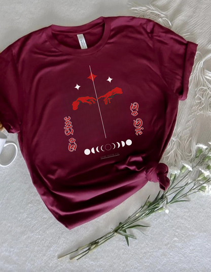 Gothic Moon Phases T-Shirt: Celestial Hands Graphic, USA Made