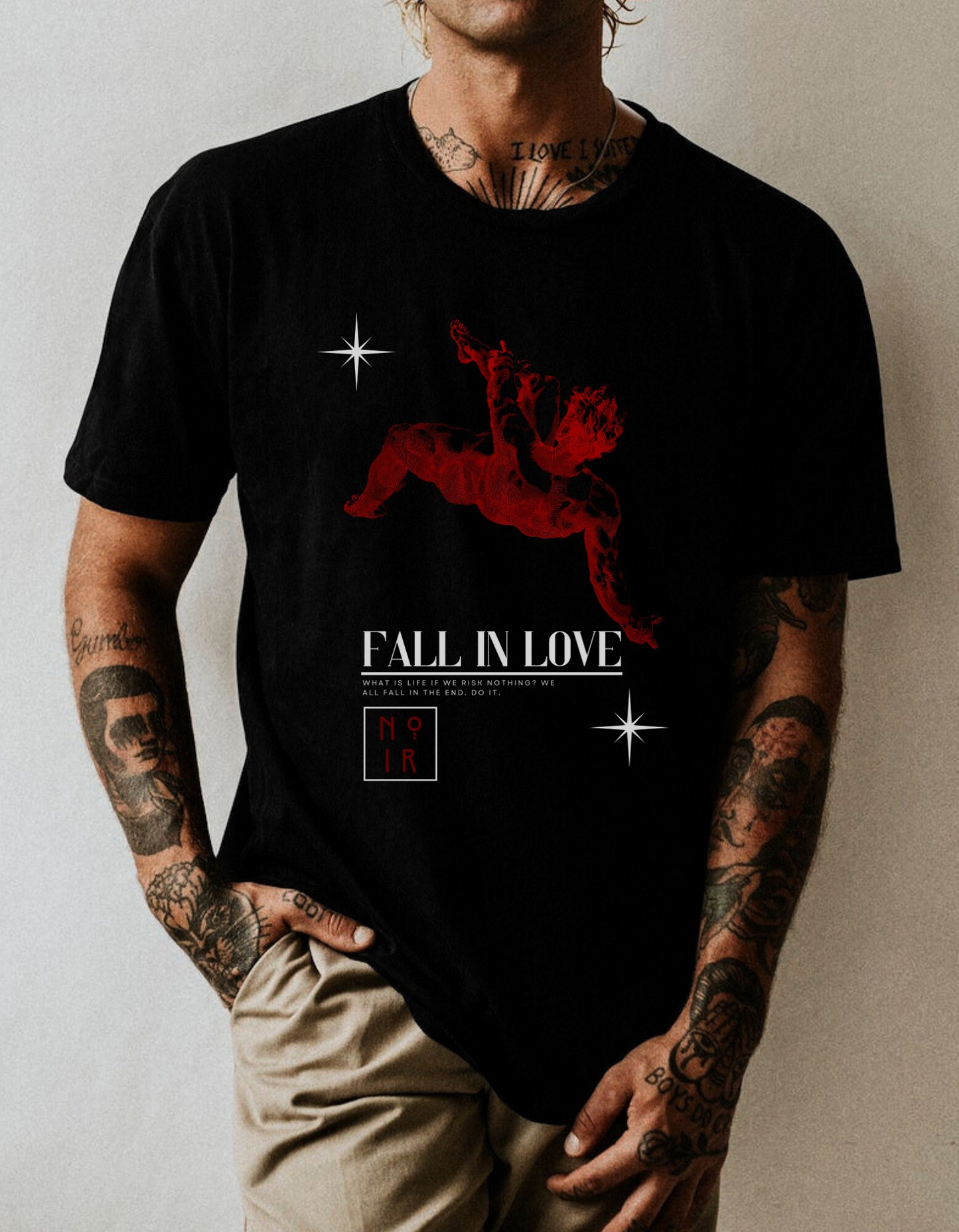 Gothic Skater Tee: Greek Statue, Fall In Love - USA Made