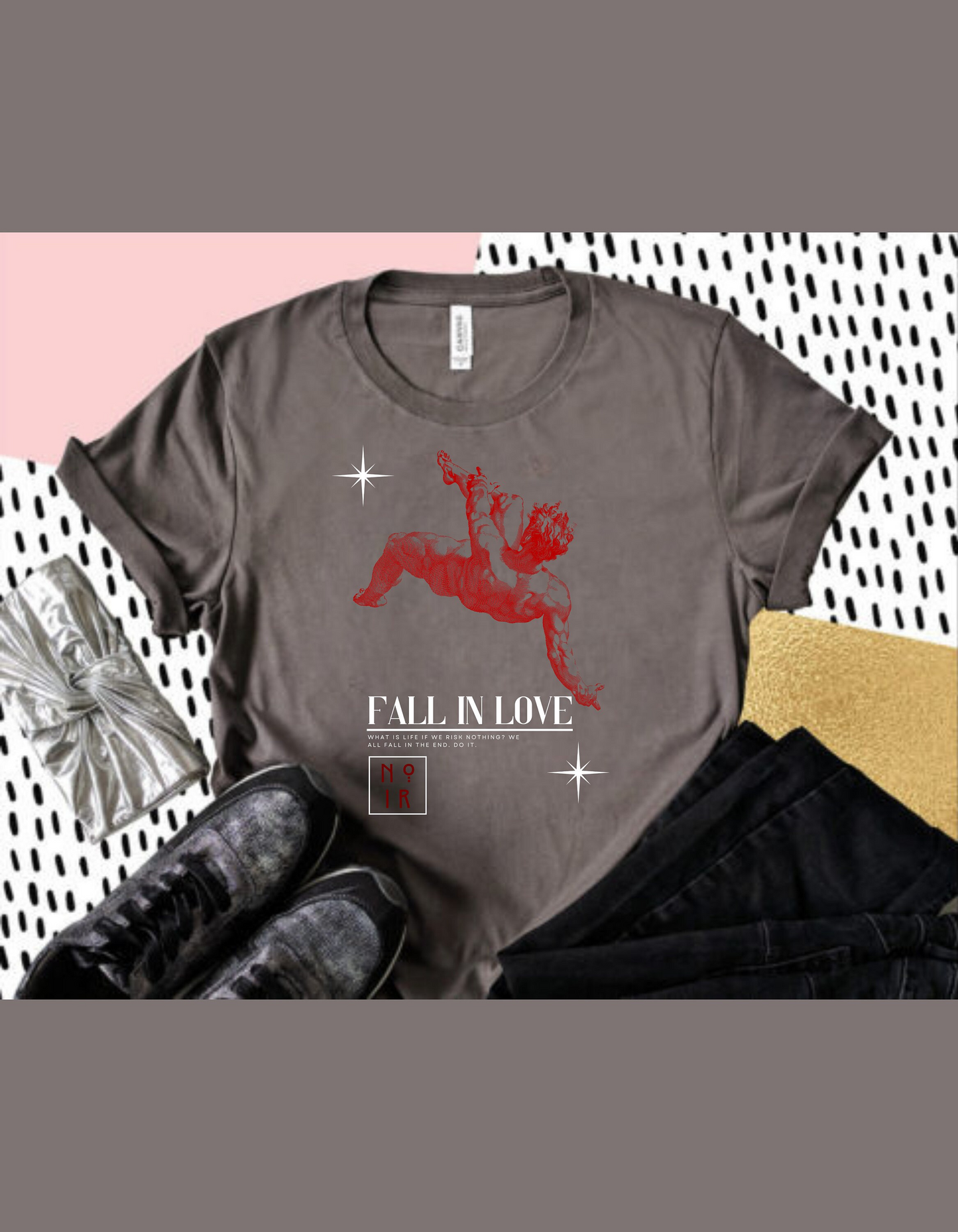 Gothic Skater Tee: Greek Statue, Fall In Love - USA Made