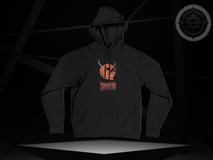 Hothead Hoodie, Gothic Skull Sweatshirt with Horns, Fire Aesthetic Streetwear, Dark Alternative Hoodie, Fall Fashion, Metalcore Clothing