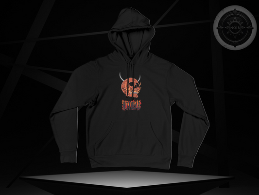 Hothead Hoodie, Gothic Skull Sweatshirt with Horns, Fire Aesthetic Streetwear, Dark Alternative Hoodie, Fall Fashion, Metalcore Clothing