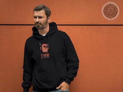 Hothead Hoodie, Gothic Skull Sweatshirt with Horns, Fire Aesthetic Streetwear, Dark Alternative Hoodie, Fall Fashion, Metalcore Clothing