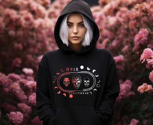 Celestial Oversized Hoodie for Her, Gothic Skull and Moon Pullover, Unique Alternative Apparel, Dark Aesthetic Top, Moody Fashion for Fall