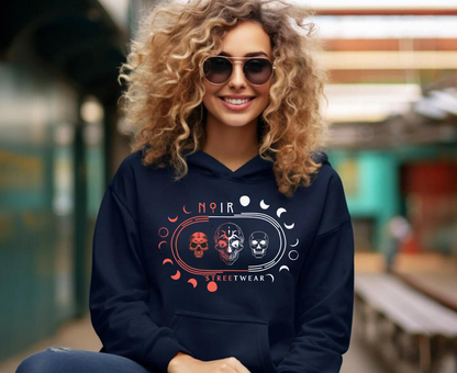 Celestial Oversized Hoodie for Her, Gothic Skull and Moon Pullover, Unique Alternative Apparel, Dark Aesthetic Top, Moody Fashion for Fall