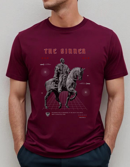 Sinner Tarot T-Shirt: Rebellious Knight, Dark Art Tee