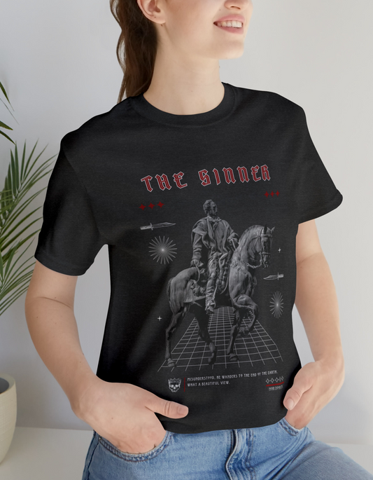 Sinner Tarot T-Shirt: Rebellious Knight, Dark Art Tee
