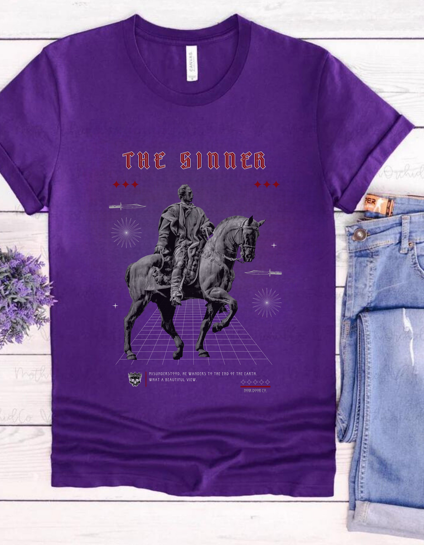Sinner Tarot T-Shirt: Rebellious Knight, Dark Art Tee
