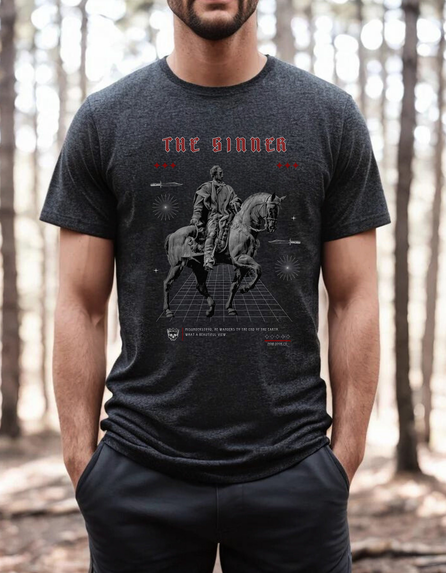 Sinner Tarot T-Shirt: Rebellious Knight, Dark Art Tee