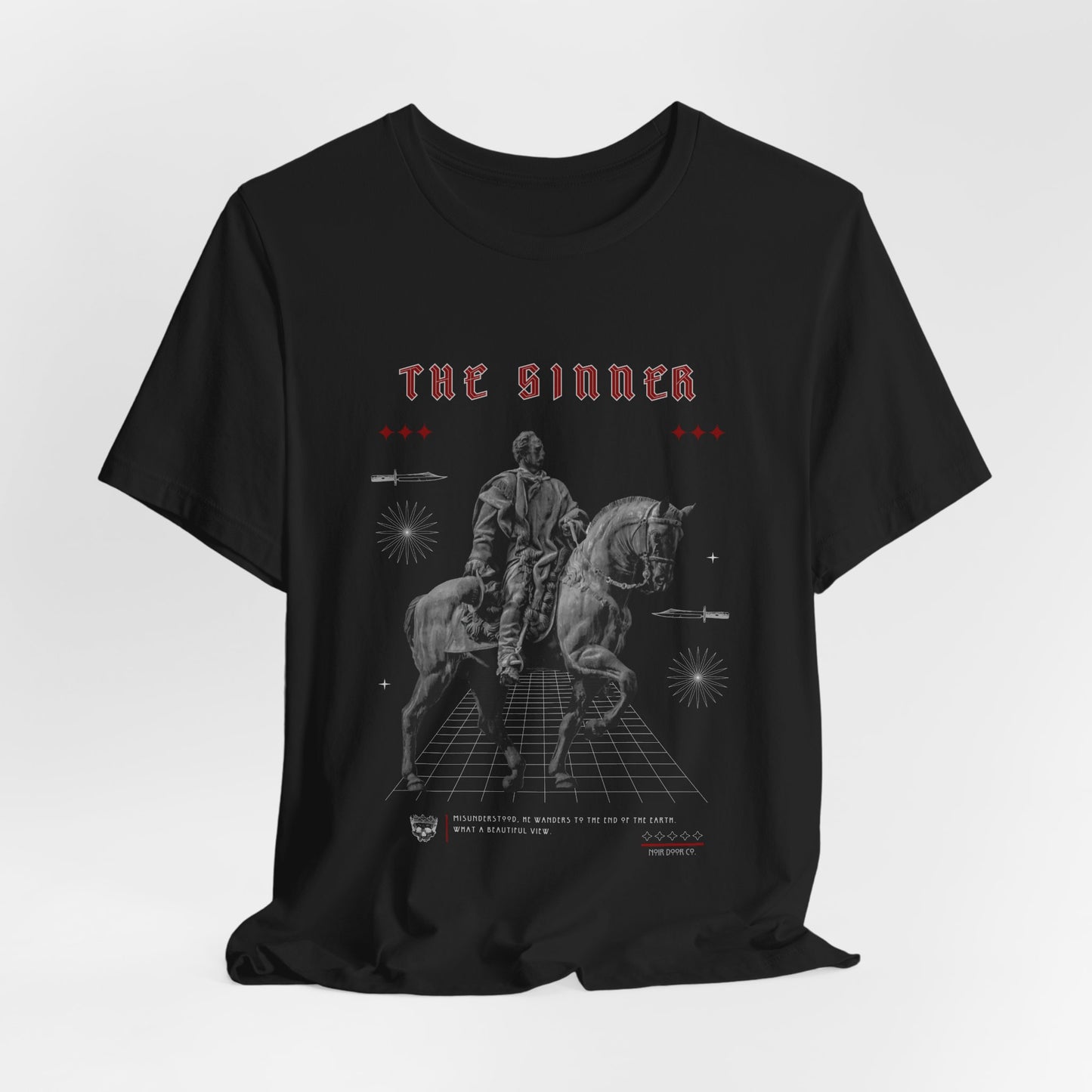 Sinner Tarot T-Shirt: Rebellious Knight, Dark Art Tee