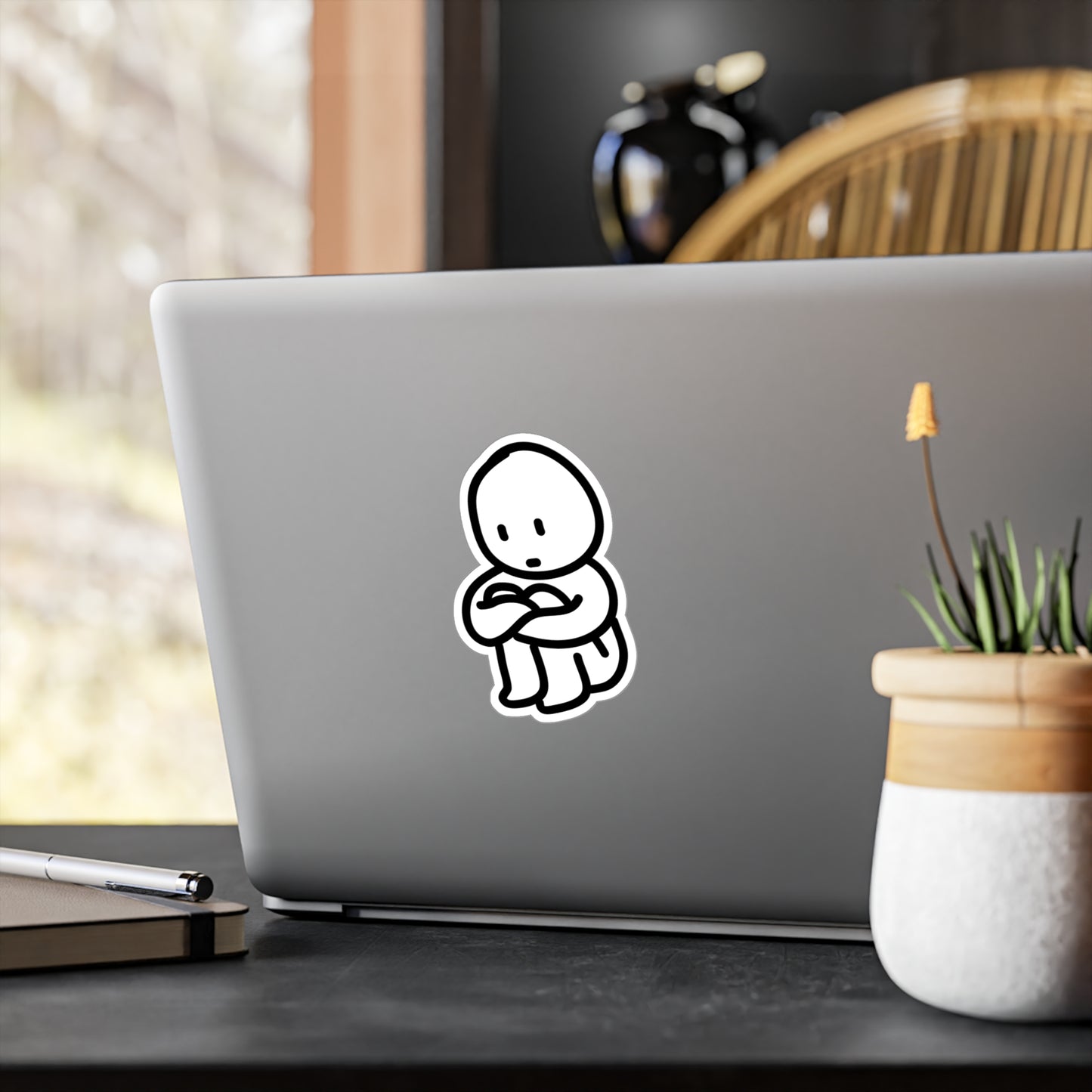 Cute Sad Vinyl Decals for Windows and Laptops, Motivational Sticker for Home Decor, Kid-Friendly Wall Art, Gift for Friends