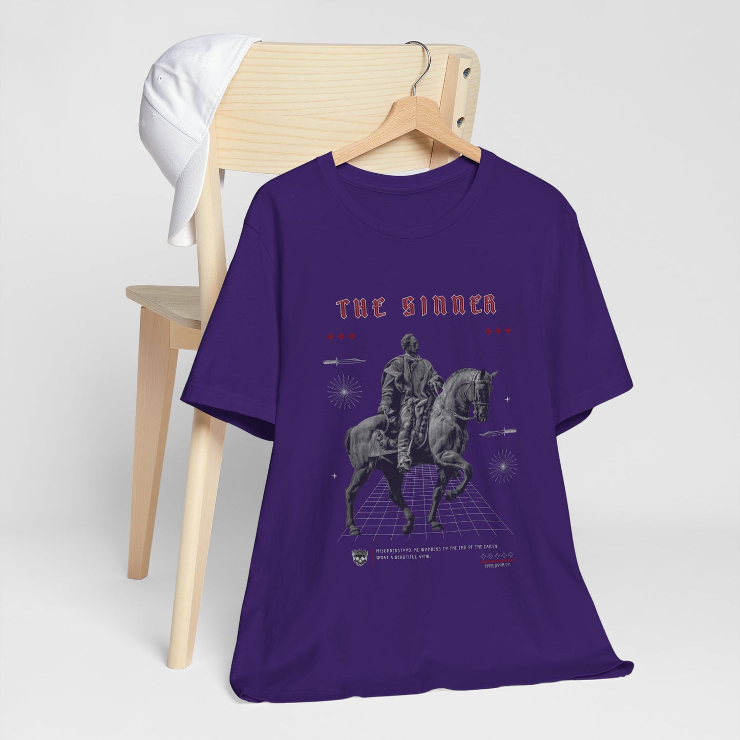 Sinner Tarot T-Shirt: Rebellious Knight, Dark Art Tee