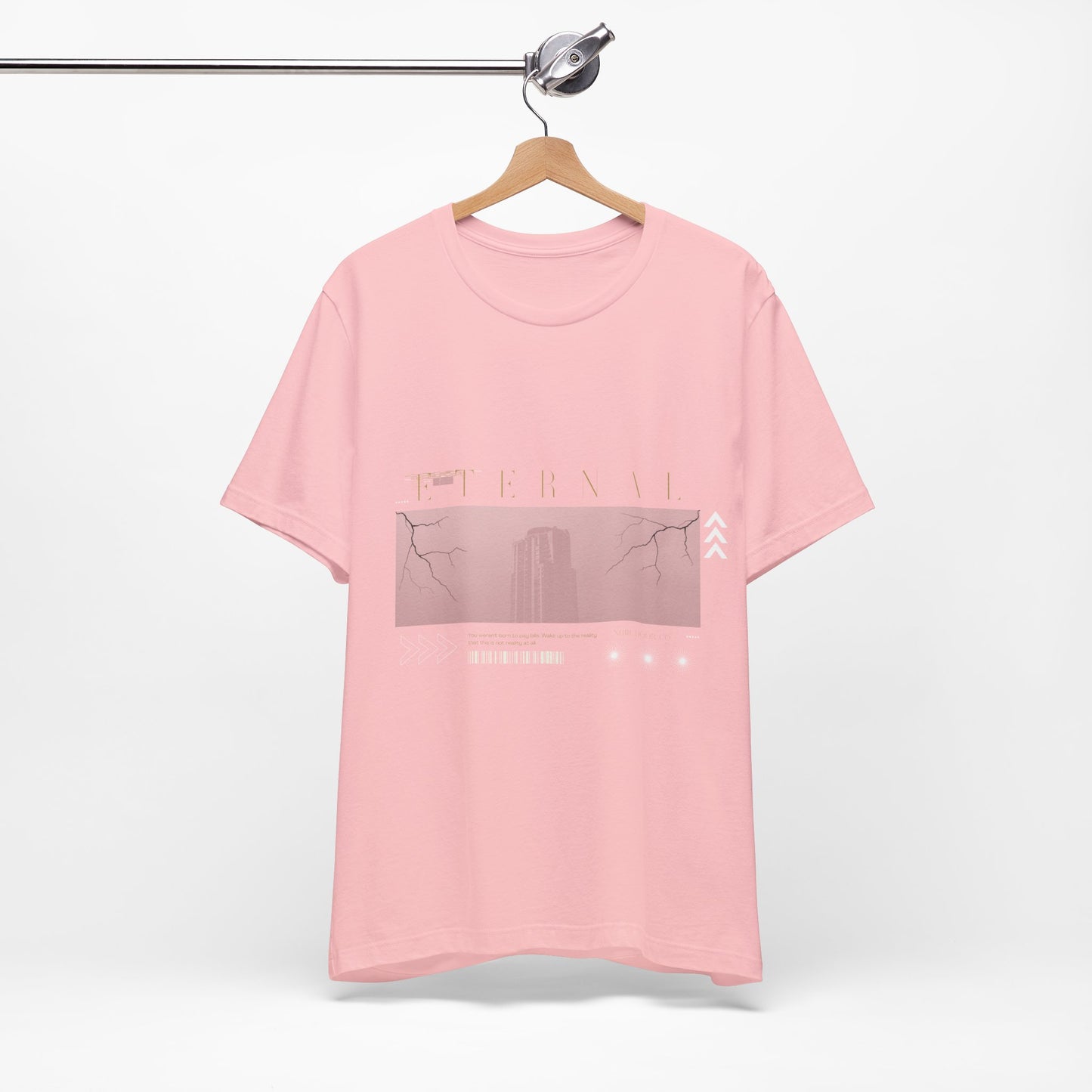 Eternal Skyscraper T-Shirt: Gothic Cityscape, Lightning Bolt Apparel