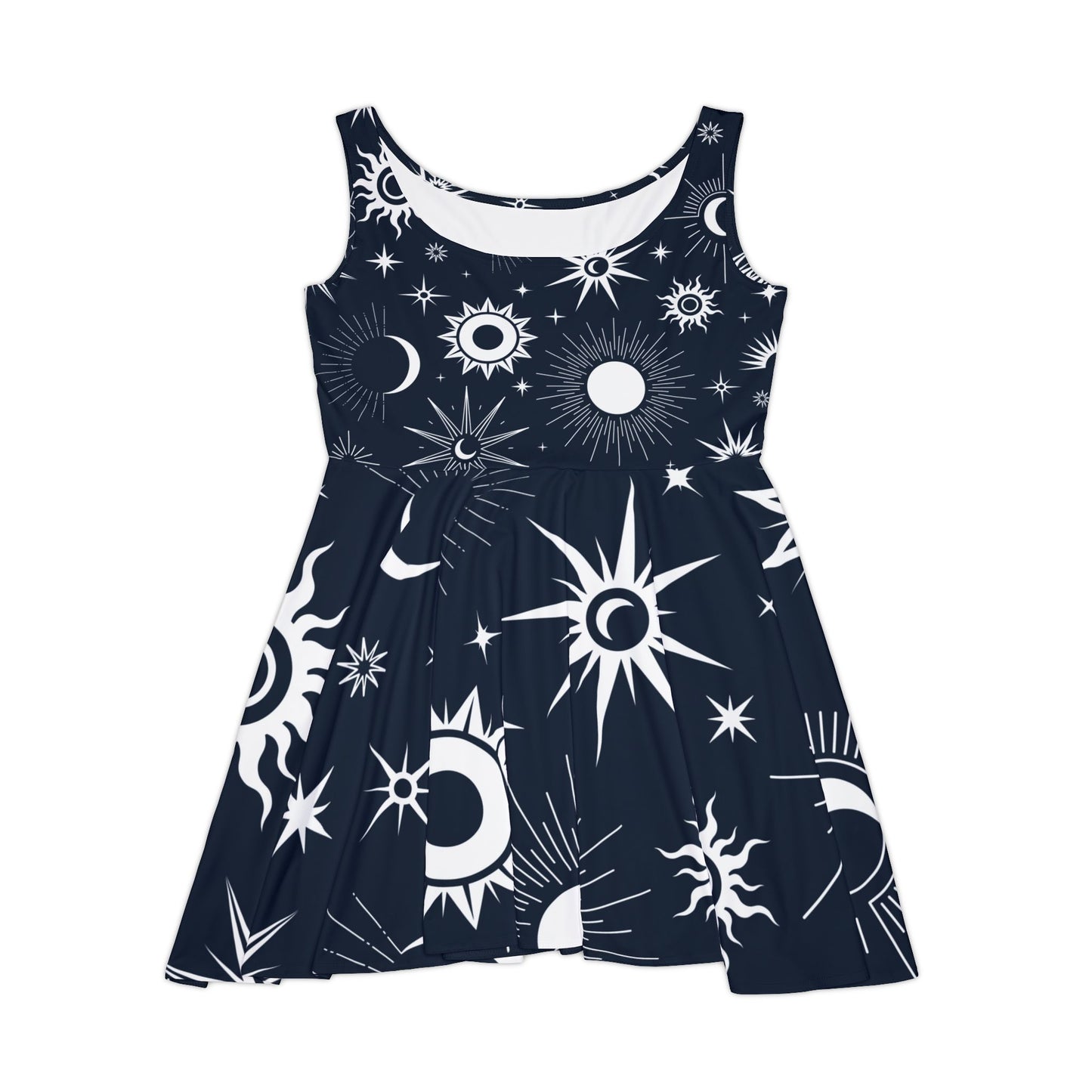 Witchy Skater Dress: Sun and Moon Pattern, Alternative Streetwear