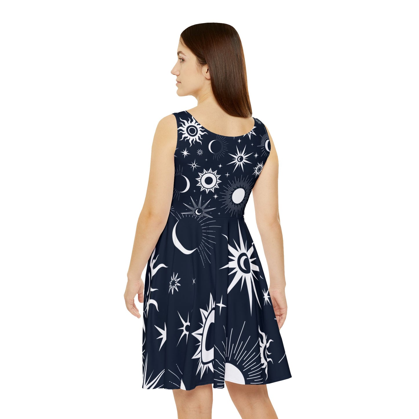 Witchy Skater Dress: Sun and Moon Pattern, Alternative Streetwear